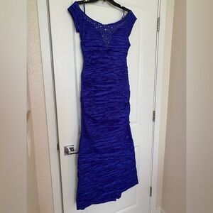 Alex Evenings|Crushed Taffeta Blueberry w/Beaded Neckline|Evening Gown|Size 6